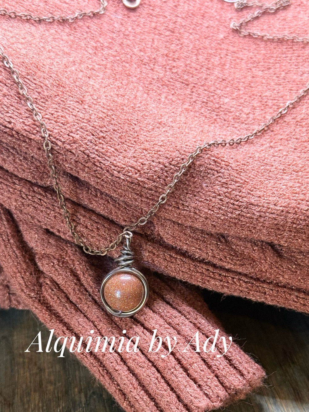 Fall basic + Goldstone Pendant Necklace - Coppery  Sparkle